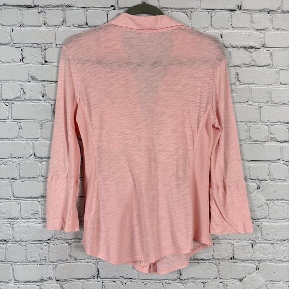 Standard James Perse Sheer Slub Side Panel Shirt Top Pink Peach US M - Picture 6 of 8